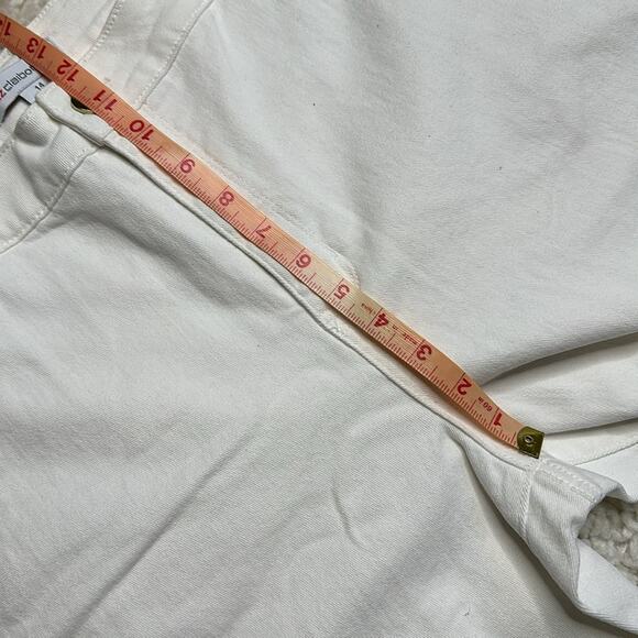 Liz Claiborne Plus Size White Wide Leg Cropped Denim Pants Gold Details - Picture 5 of 7